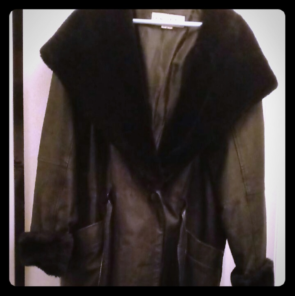 Full length leather coat